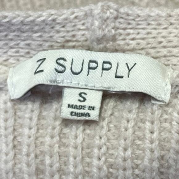 Z Supply Josie Cream Rib Knit Long Sleeve Button Down Cardigan Sweater Top Sz S - Picture 3 of 4